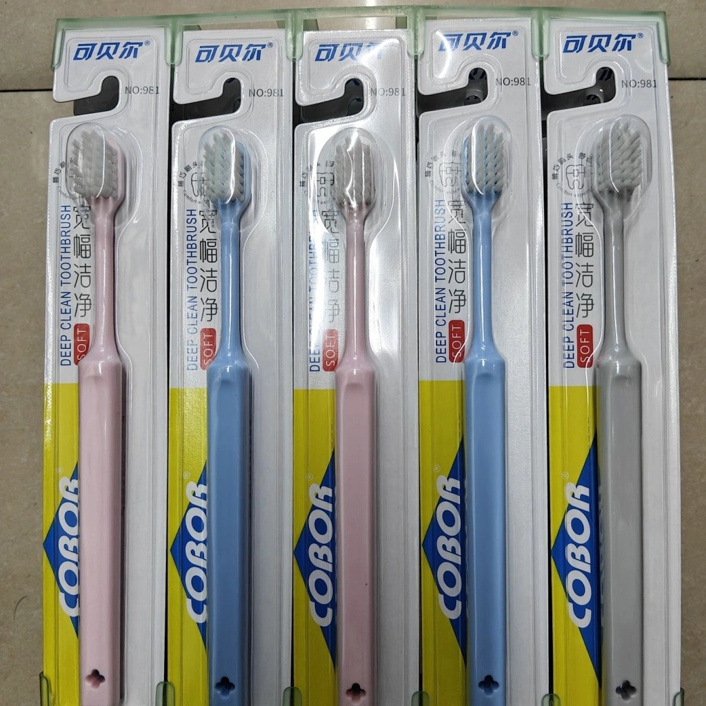 ：COBOR 981 Wide Head Soft Bristle Manual Toothbrushes for Adults, Gum Care, Non‑Slip Handle, Individually Wrapped, 12 Pack