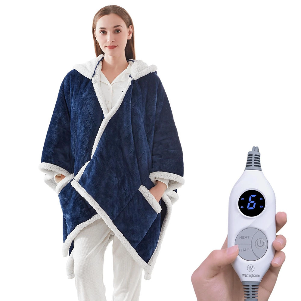 Westinghouse Wearable Heated Throw Blanket, Electric Heated Wrap Poncho Shawl