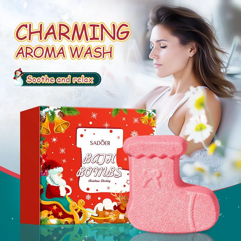 SADOER Christmas Holiday Bath Bombs, Festive Spa Bath Fizzies