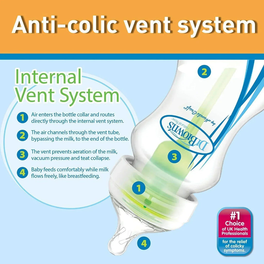Dr. Brown's Options+ Anti-Colic Baby Bottle Wide Neck Pink 270ml Pack of 2